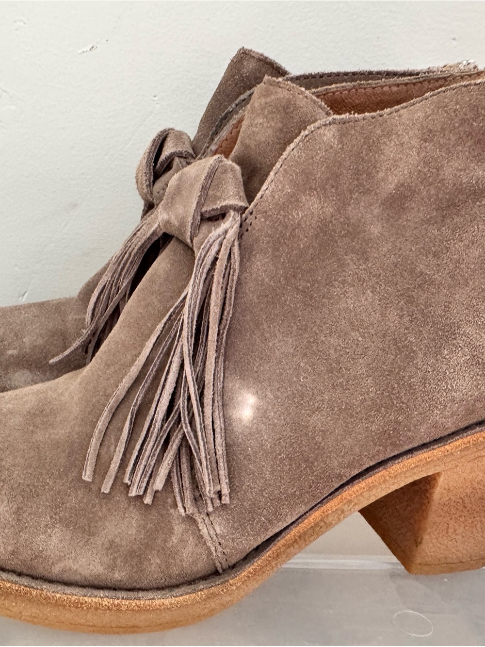 UGG Taupe Suede Tassel Ankle Booties
